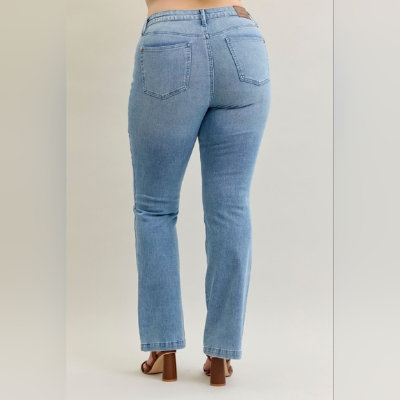 Judy Blue MR Medium Contrast Wash Bootcut Jeans Front Patch Pocket Various NEW - Picture 12 of 16